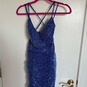 Elegant Blue Sequin Mini Dress